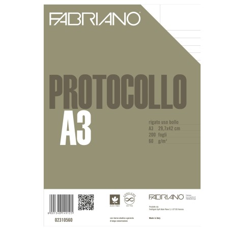 Foglio protocollo A4 uso bollo 60 gr Fabriano conf. 200 pezzi