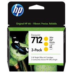 Hp Conf. 3 Cartucce ink originale 712 Giallo 3ED79A 29 ml cad