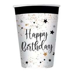 Bicchiere Happy Birthday 200 ml carta Big Party conf. 8 pezzi