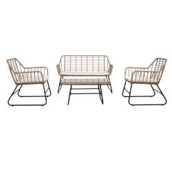 Salotto Cebu polyrattan naturale Garden Friend set 4 elementi