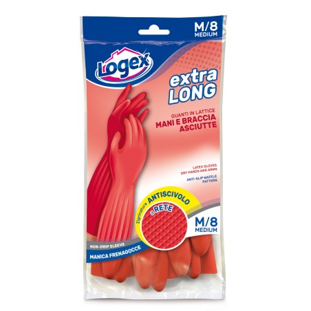 Guanti in lattice Extralong taglia M rosso Logex Professional