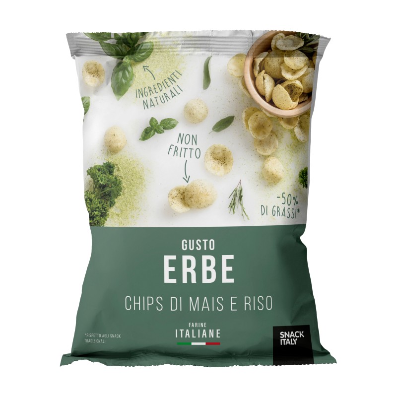 Chips di mais e riso alle erbe mediterranee 70 gr Snack Italy