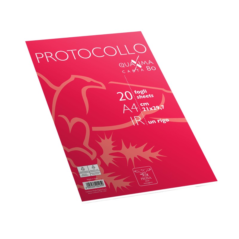 Fogli protocollo Quaxima A4 1rigo 80 gr Pigna conf. 20 pezzi