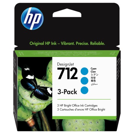 Hp Conf. 3 Cartucce ink originale 712 Ciano 3ED77A 29 ml cad