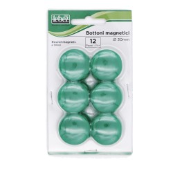 Bottoni magnetici diametro 3 cm verde Lebez blister 12 pezzi