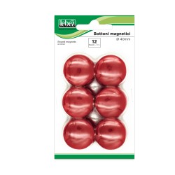 Bottoni magnetici diametro 4 cm rosso Lebez blister 12 pezzi