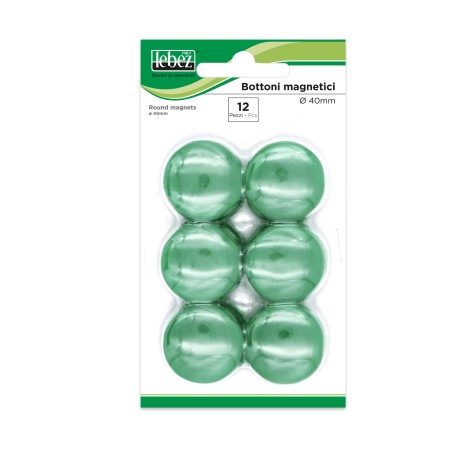 Bottoni magnetici diametro 4 cm verde Lebez blister 12 pezzi