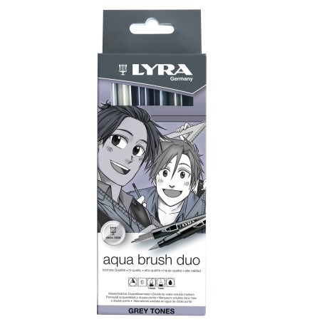 Pennarello Aqua Brush Duo scala di grigio Lyra conf. 6 pezzi