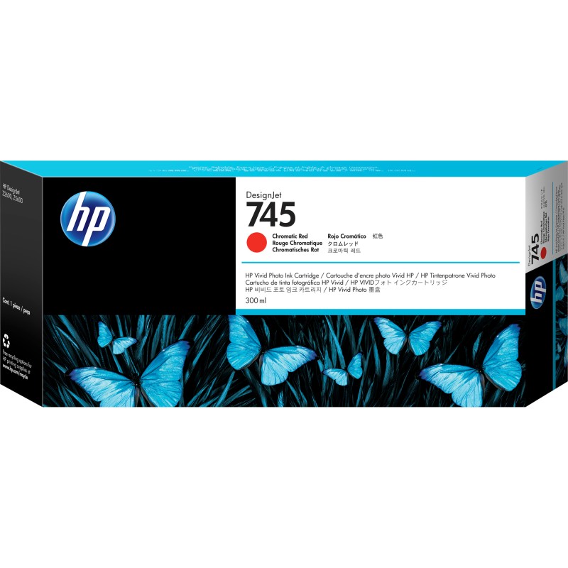 Hp Cartuccia ink originale 745 Rosso cromatico F9K06A 300ml