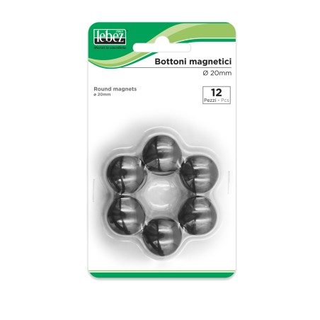 Bottoni magnetici diametro 2 cm nero Lebez blister 12 pezzi