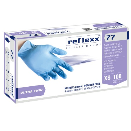 Guanti in nitrile R77 tg XS azzurro Reflexx conf. 100 pezzi