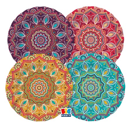 Piatto Mandala diametro 25 cm carta Big Party conf. 8 pezzi