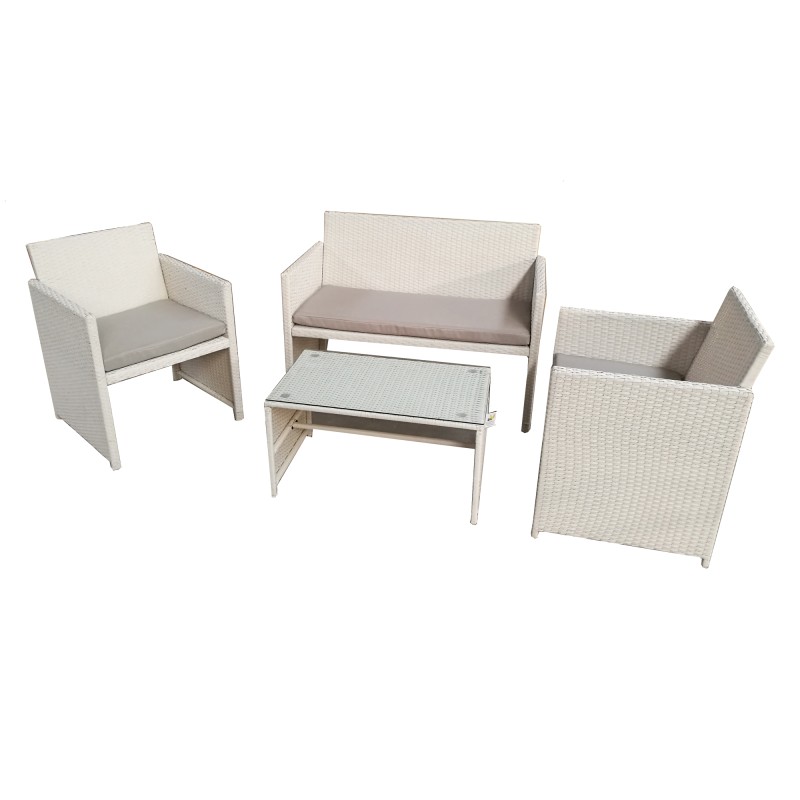 Salotto Valencia bianco/grigio Garden Friend set 4 elementi