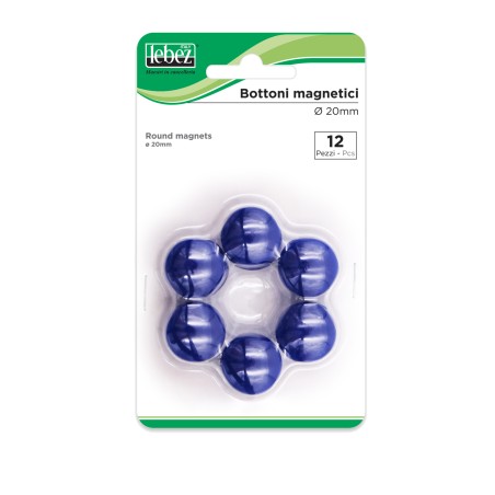 Bottoni magnetici diametro 2 cm blu Lebez blister 12 pezzi