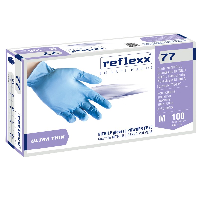 Guanti in nitrile R77 tg M azzurro Reflexx conf. 100 pezzi