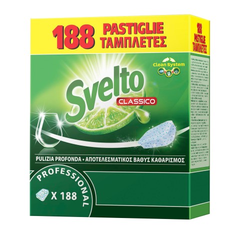 Tabs per lavastoviglie Svelto fustino da 188 tabs da 10 gr