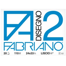 Blocco F2 24x33cm 20 fogli 110gr liscio 4 angoli Fabriano