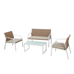 Salotto Madeira bianco/beige Garden Friend set 4 elementi