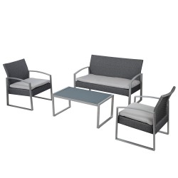 Salotto Alicante nero/grigio Garden Friend set 4 elementi