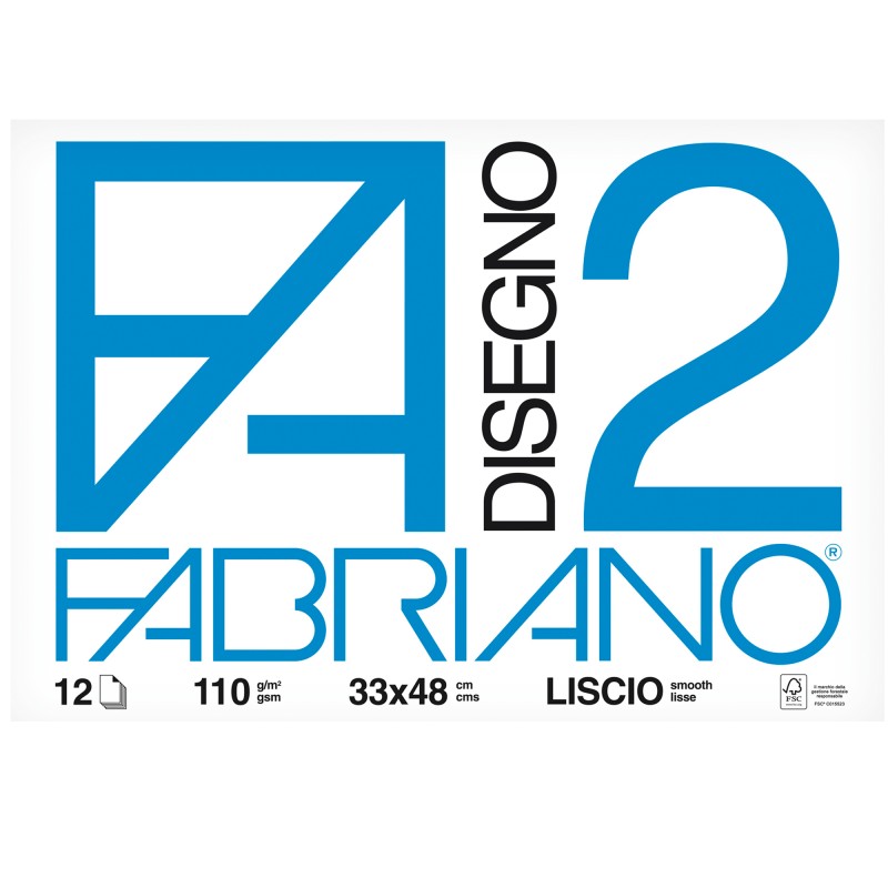 Blocco F2 33x48mm 12 fogli 110gr liscio collato Fabriano