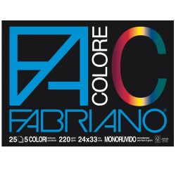 Blocco FaColore 24x33cm 25 fogli 220gr 5 colori Fabriano