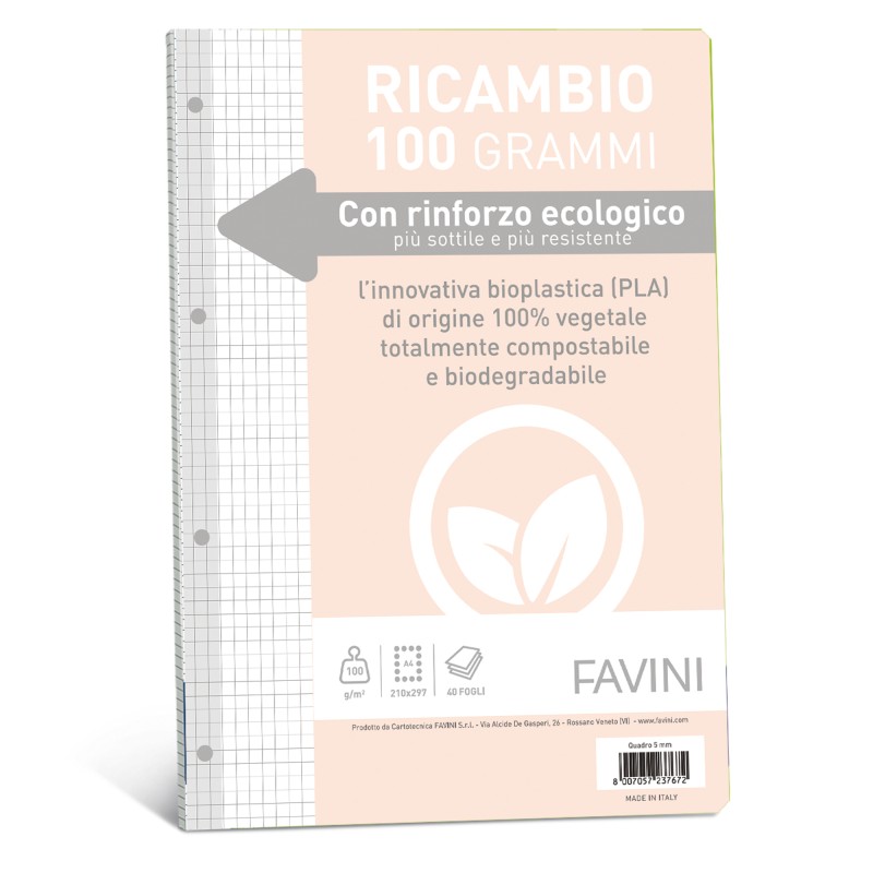 Ricambi c/rinforzo ecologico A4 100 gr 40 fg 5 mm Favini