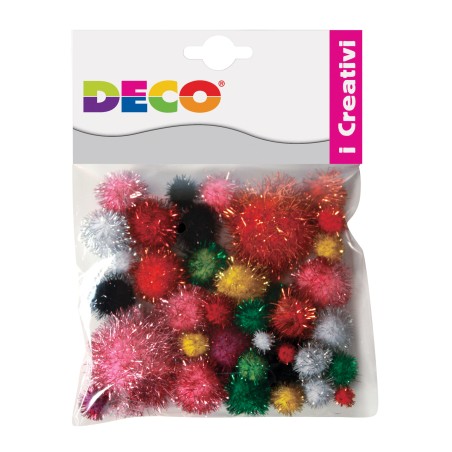 Pompons Lamè 728 mm colori assortiti Deco conf. 40 pezzi