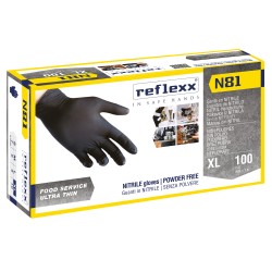 Guanti in nitrile N81 tg XL nero Reflexx conf. 100 pezzi