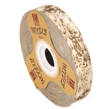 Rotolo nastro Woodly corteccia/avorio 24mm x 100mt Bolis