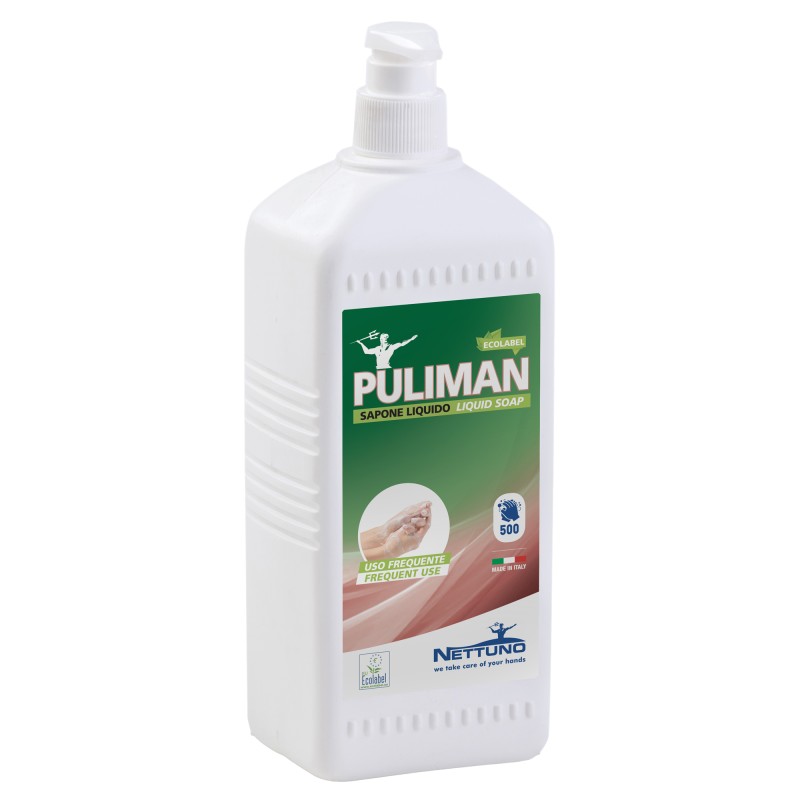 Sapone liquido Puliman Ecolabel con dosatore 1 L Nettuno