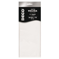 Carta velina 20 gr 50 x 76 cm bianco Deco busta 5 fogli