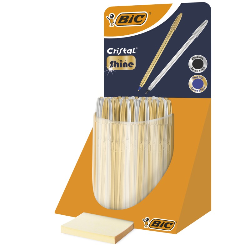 Penna Cristal Shine fusto oro/argento Bic expo 40 pezzi