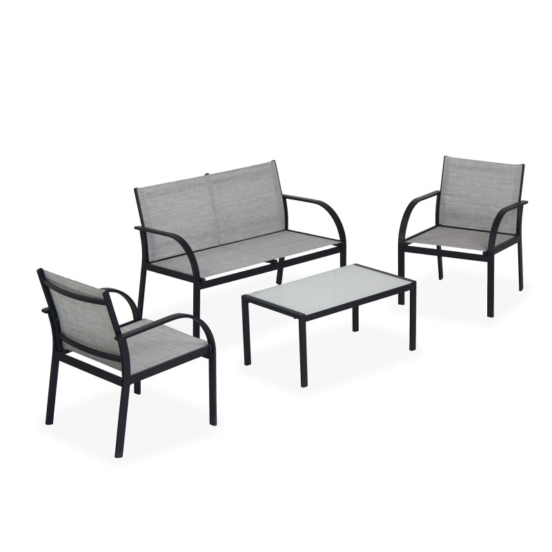 Salotto Ankara nero/grigio Garden Friend set 4 elementi