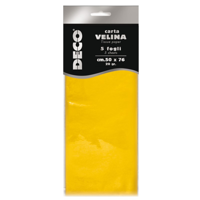 Carta velina 20 gr 50 x 76 cm giallo CWR busta 5 fogli