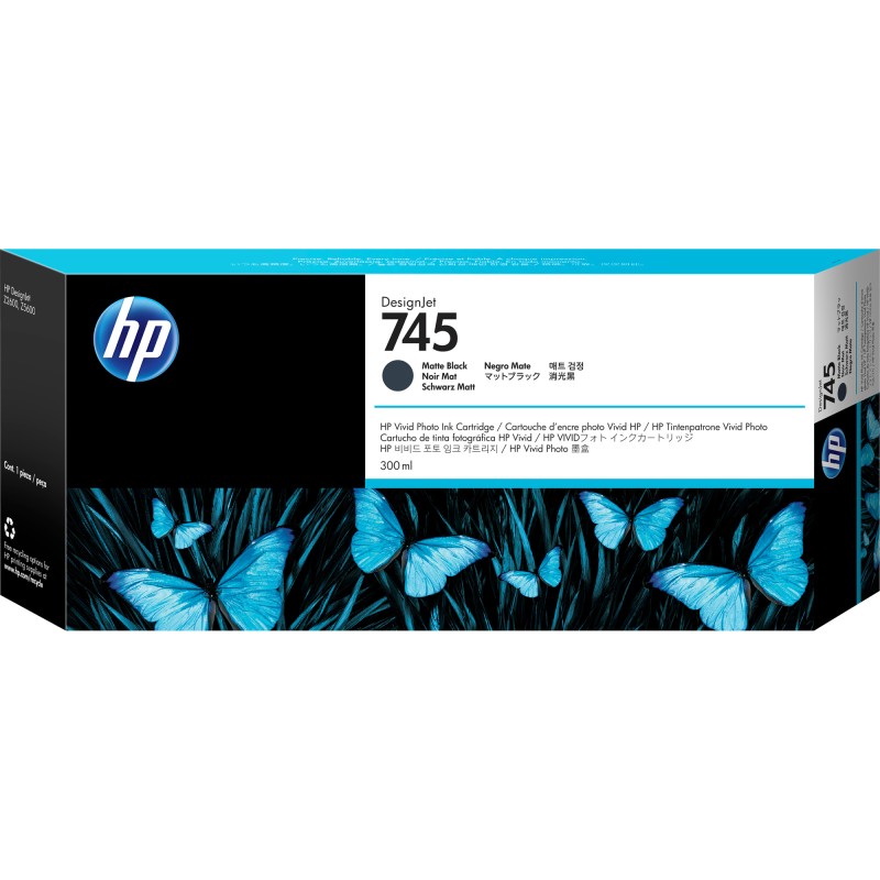 Hp Cartuccia ink originale 745 Nero opaco F9K05A 300ml