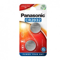 Micropile CR2032 3V a pastiglia litio Panasonic blister 2 pezzi