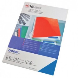 Copertine HiGloss™ per rilegatura A4 cartoncino lucido blu 250 gr GBC conf. 100 pezzi