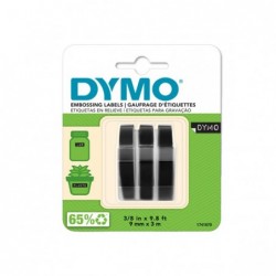 Nastro a rilievo 9 mm x 3 mt nero Dymo blister 3 nastri