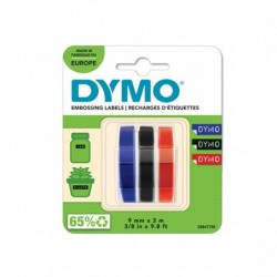 Nastro a rilievo 9 mm x 3 mt nero/rosso/blu Dymo blister 3 nastri