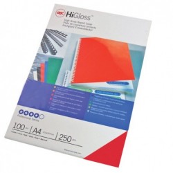 Copertine HiGloss™ per rilegatura A4 250 gr cartoncino lucido rosso GBC conf. 100 pezzi