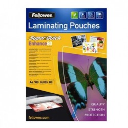 Pouches Enhance80 Superquick A4 2x80 micron Fellowes scatola 100 pezzi