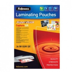 Pouches Capture125 Superquick A4 216x303 mm 2x125 micron Fellowes scatola 100 pezzi