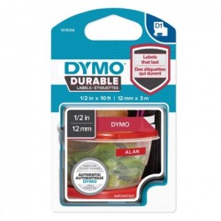 Nastro D1 Durable 1978366 12 mm x 3 mt bianco/rosso Dymo