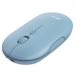 Mouse Puck ultrasottile wireless ricaricabile azzurro Trust