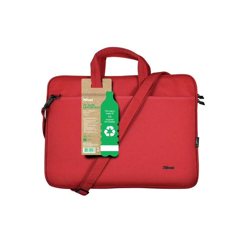 Borsa per notebook Bologna ecocompatibile da 16" rosso Trust