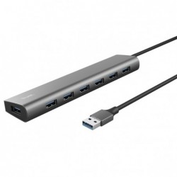 Hub Halyx 7 porte USB 3.2 Gen 1 alluminio grigio Trust