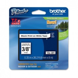 Brother Nastro Nero/Bianco TZE221 9mm x 8mt