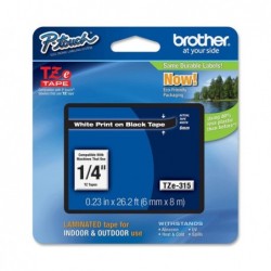 Brother Nastro Bianco/Nero TZE315 6mm x 8mt