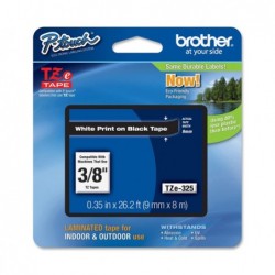 Brother Nastro Bianco/Nero TZE325 9mm x 8mt