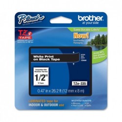 Brother Nastro Bianco/Nero TZE335 12mm x 8mt